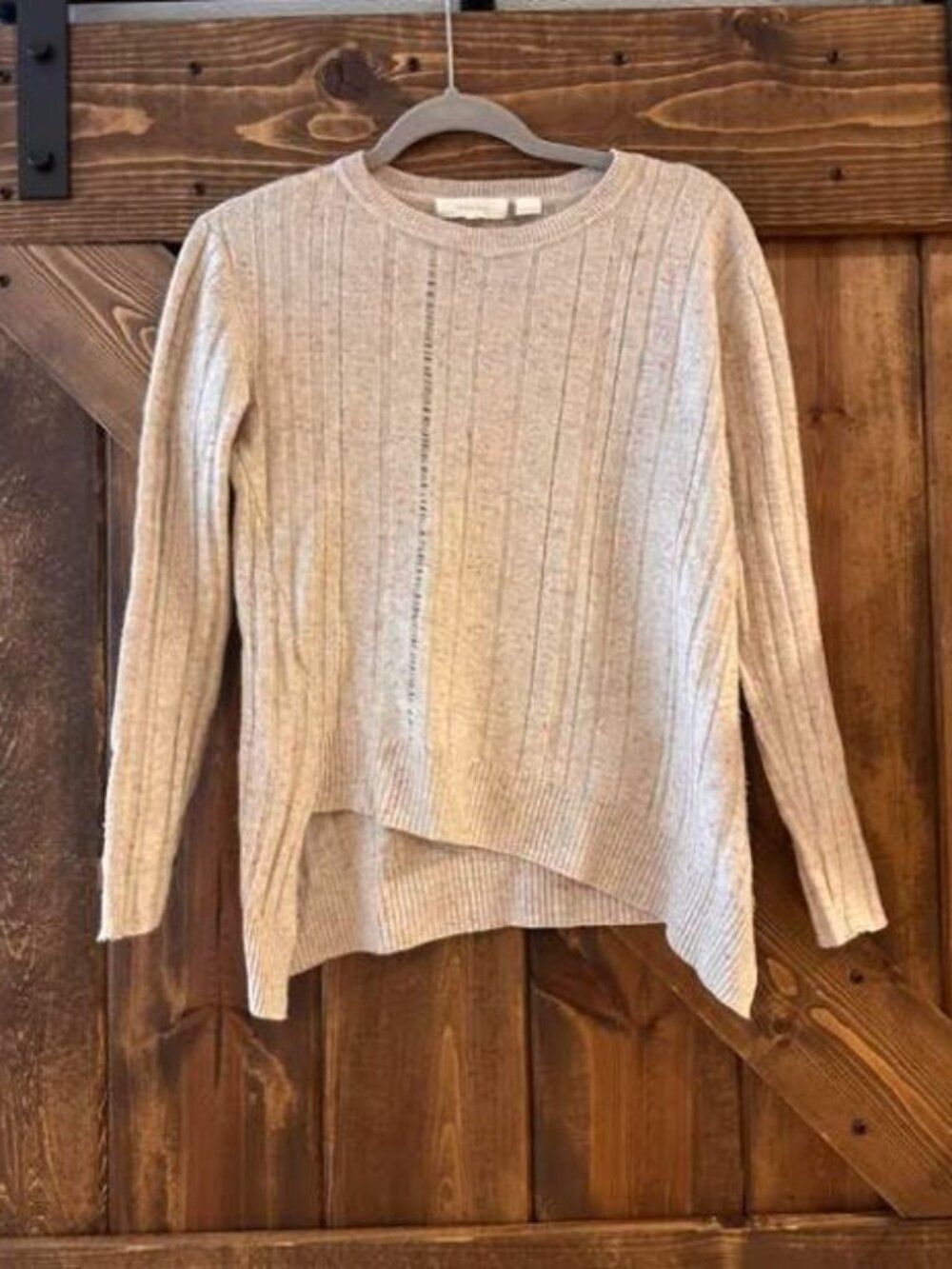Inhabit 100% Cashmere | Oatmeal Asymetrical with Colored Speckeles Sz S